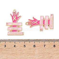 Breast Cancer Awareness Ribbon Zinc Alloy Enamel Pendants&nbsp;ENAM-I079-02G-04