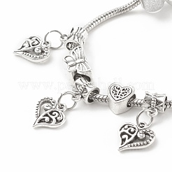 Alloy Heart Charm European Bracelet with Snake Chains&nbsp;BJEW-JB08046-02