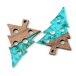 Transparent Resin & Walnut Wood Pendants&nbsp;RESI-S389-030A-B03