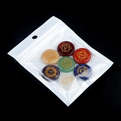 Chakra Natural Gemstone Flat Round Stones&nbsp;PW-WG64968-01
