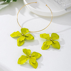 Flower Alloy Stud Earrings & Pendant Choker Sets for Women&nbsp;WGECDA8-01