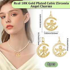 8Pcs Brass Micro Pave Cubic Zirconia Pendants&nbsp;KK-BBC0020-24