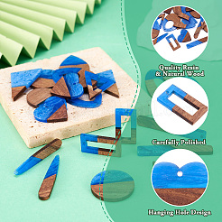 20Pcs 10 Styles Transparent Resin & Walnut Wood Pendants&nbsp;RESI-TA0003-21
