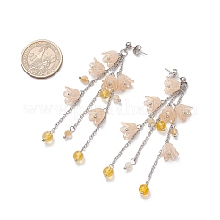 Acrylic Flower Tassel Stud Earrings&nbsp;EJEW-TA00648-03