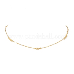 Brass Heart & Bar Link Chain Neckalces&nbsp;NJEW-JN05389