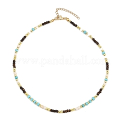 Synthetic Turquoise & Coconut Heishi Beaded Necklaces for Women&nbsp;NJEW-JN05460-02
