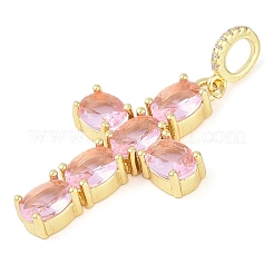 Rack Plating Brass Cubic Zirconia European Dangle Charms&nbsp;KK-P287-47G-02
