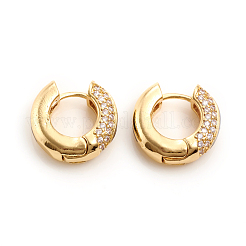 Brass Micro Pave Clear Cubic Zirconia Huggie Hoop Earrings&nbsp;EJEW-L234-77-G