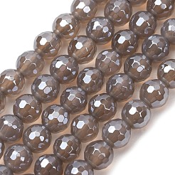 Electroplated Natural Agate Beads Strands&nbsp;G-B191-A07-6mm-05