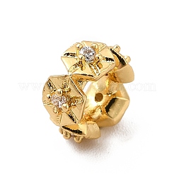 Rack Plating Brass Cubic Zirconia Spacer Beads&nbsp;KK-G458-10B-G