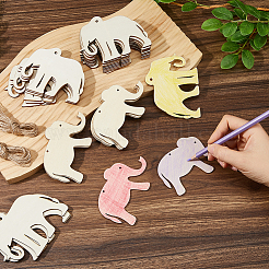40Pcs Unfinished Blank Wooden Elephant Pendants Set for Painting Arts&nbsp;WOCR-FH0001-01
