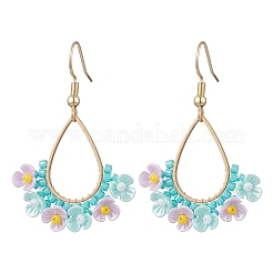 Resin & Glass Seed Beads Teardrop Dangle Earrings&nbsp;EJEW-MZ00401-02