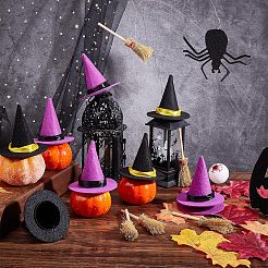 12Pcs 2 Colors Polyester Witch Hats&nbsp;AJEW-CP0005-50