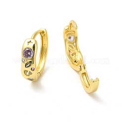 Cubic Zirconia Star & Heart Geometry Hoop Earrings&nbsp;EJEW-E270-32G