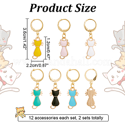Alloy Enamel Cat Charm Locking Stitch Markers&nbsp;HJEW-PH01672