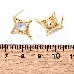 Star Brass Glass Stud Earring Findings&nbsp;KK-P340-10G-01