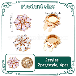 4Pcs 2 Colors Alloy Rhinestone Cufflinks&nbsp;HJEW-NB00211