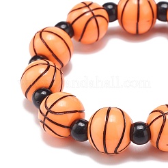 Sport Theme Acrylic Beaded Stretch Bracelet for Kids&nbsp;BJEW-JB08550