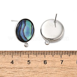 304 Stainless Steel Pave Natural Paua Shell Stud Earring Findings&nbsp;STAS-Z125-10P