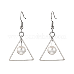 Triangle Shell Pearl Dangle Earrings&nbsp;EJEW-JE06769