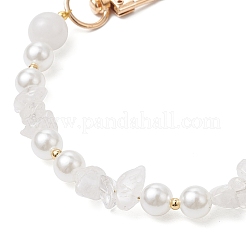 Natural Quartz Crystal Chip & Round ABS Plastic Imitation Pearl Bag Extension Chains&nbsp;AJEW-BA00147-02
