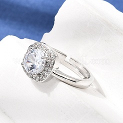 Brass Micro Pave Clear Cubic Zirconia Cuff Open Rings&nbsp;CU-CBA5C10-12P