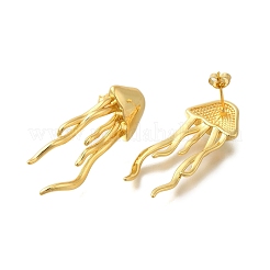 Rack Plating Jellyfish Brass Stud Earrings&nbsp;EJEW-I310-19G
