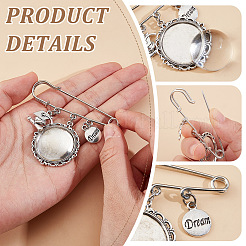 6Pcs Stainless Steel Brooch Findings&nbsp;JEWB-NB00001