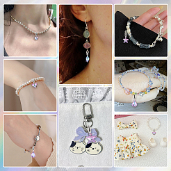 30Pcs 5 Styles Electroplated Glass European Dangle Charms&nbsp;PALLOY-ME00035