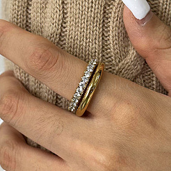 Stainless Steel Micro Pave Clear Cubic Zirconia Stacking Finger Rings&nbsp;FS-WGF4BA8-03