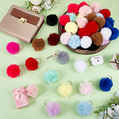 60Pcs 15 Colors Polyester Fur Ball Keychains&nbsp;AJEW-FG0005-47