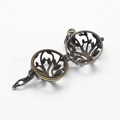Brass Rack Plating Cage Pendants&nbsp;KK-F722-46AB-RS