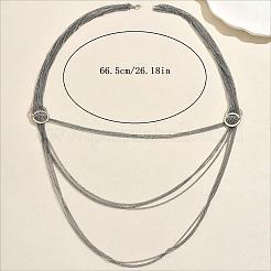 Iron Metallic layered Chain Tassel Long Necklaces with Double Clasp Decor&nbsp;IV6162-2