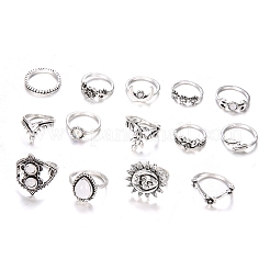 14Pcs 14 Style Rhinestone Finger Rings Set&nbsp;AJEW-PW0005-02AS