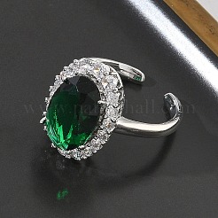 Brass Micro Pave Cubic Zirconia Cuff Open Rings for Women&nbsp;RJEW-L343-17P-08