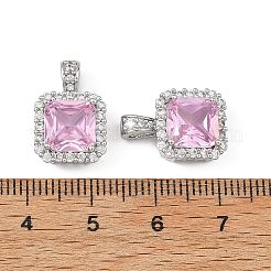Brass Pave Pink Cubic Zirconia Pendants&nbsp;CU-B002-09P