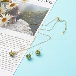 Cubic Zirconia Pendant Necklaces and Stud Earrings Jewelry Sets&nbsp;SJEW-JS01211