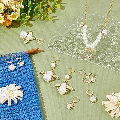 Alloy & Rhinestone & Acrylic Imitation Pearl Pendant Locking Stitch Markers&nbsp;HJEW-AB00117