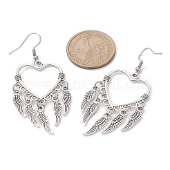 Tibetan Style Alloy Heart Woven Net Chandelier Earrings&nbsp;EJEW-JE05424-02