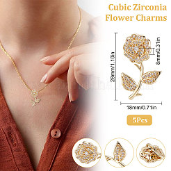 5Pcs Brass Micro Pave Clear Cubic Zirconia Pendants&nbsp;KK-BBC0002-95