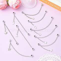 9Pcs 9 Styles Zinc Alloy European Safety Chains with Dangle Charms&nbsp;HJEW-CJ0001-23