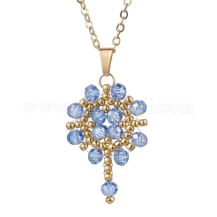 Flower Handmade Seed Beads & AB Color Glass Beaded Pendant Necklaces&nbsp;NJEW-MZ00084-04