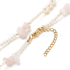 Natural Rose Quartz Chip Beaded Necklace for Girl Women&nbsp;NJEW-TA00016-02