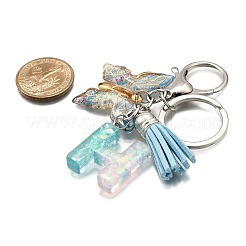 26Pcs Transparent Epoxy Resin & Transparent Acrylic & Faux Suede Tassel Keychain&nbsp;KEYC-JKC01202-08