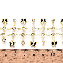Brass Glass Butterfly Charm Link Chains&nbsp;CHC-T018-12C-G