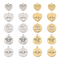 20Pcs 10 Style 304 Stainless Steel Pendants&nbsp;STAS-PJ0001-42