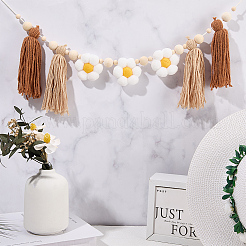 Wooden Banners with Flower Tassels Pendant Hanging Bunting&nbsp;FIND-WH20019-93B