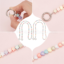 2Pcs 2 Styles Rainbow Macaron Color Resin Beaded Bag Straps&nbsp;DIY-WR0002-64