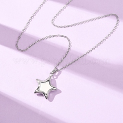 304 Stainless Steel Star Pendant Cable Chain Necklaces for Men Women&nbsp;NJEW-K308-02A-P