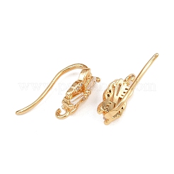 Brass Micro Pave Clear Cubic Zirconia Rectangle Earring Hooks&nbsp;KK-A274-03G